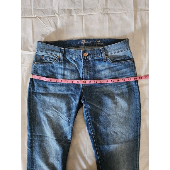 7 For All Mankind Women's Medium Wash Crop Roxanne Blue Denim Jeans Size 29 - Picture 11 of 13
